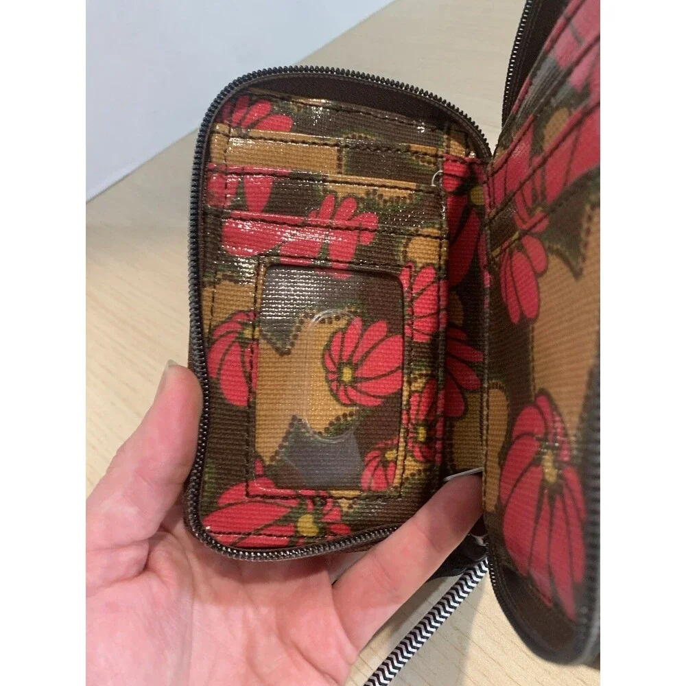 Sakroots  Peace Nature Coated Canvas Zip-Around Wristlet Wallet Phone Holder